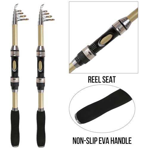 KecchKrezing Telescopic Fishing Rod and Reel Combo – Collapsible 5.9ft Fishing Pole with Spinning Reel & Carry Bag, Travel...