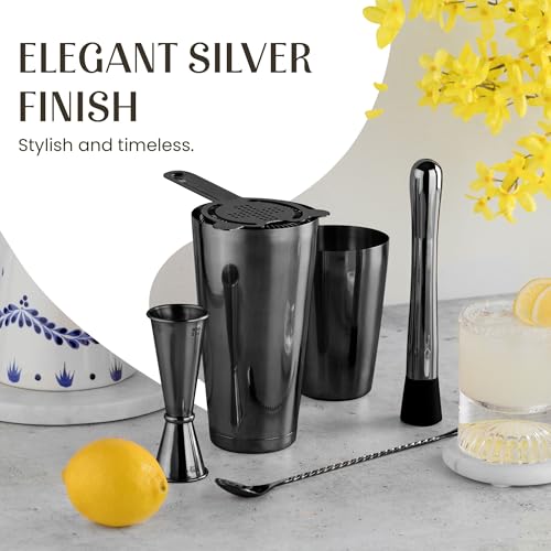 Mixology & Craft Cocktail Shaker Set: 11-Piece Weighted Boston Shaker Kit | Complete Cocktail Kit Gift Set | Top Bartender...