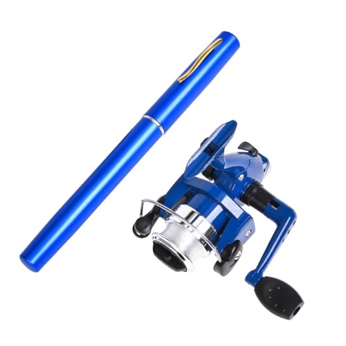 Shurhome Pocket Foldable Fishing Rod Reel Set Small Pen Fishing Rod Set Pen Shaped Telescopic Fishing Rod with Fishing Reel