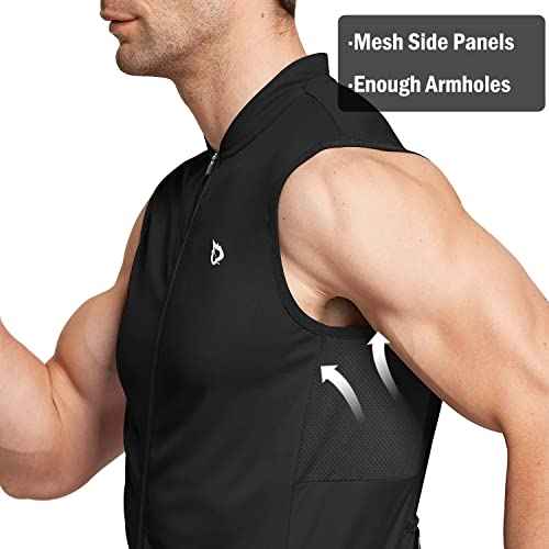 baleaf Men's Sleeveless Cycling Jersey Road Bike Shirt Bicycle Biking Tank Tops Full Zip Pockets SPF UPF50+