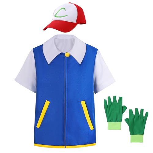 Asuaxy Anime Costumes for Kids Unisex Halloween Cosplay Costume Adult Hoodie Jacket Gloves Hat Sets for Trainers