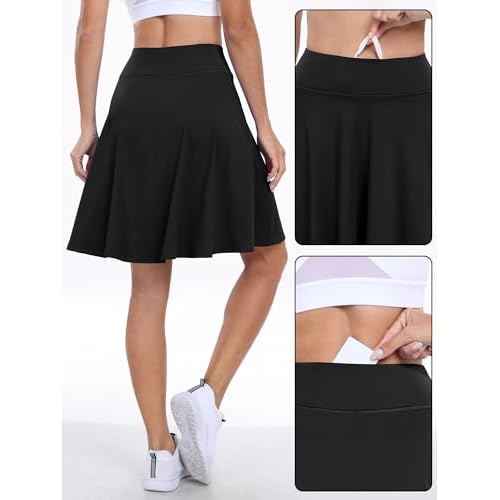 ANRABESS Knee Length Skorts Skirts for Women 2025 Summer High Waisted Golf Tennis Skirt Casual Travel Built-in Shorts Clothes