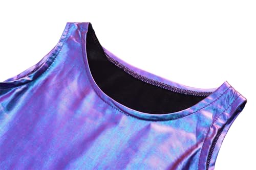 Shekavarld Girls Metallic Dress Kids Sparkly Shiny Dresses Twirl Swing Dresses