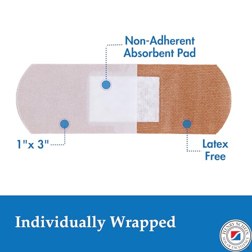 Henry Schein Sterile Adhesive Fabric Bandages, 1" x 3" – Box of 200 Flexible, Breathable Strips – Soft, Stretchable Wound ...