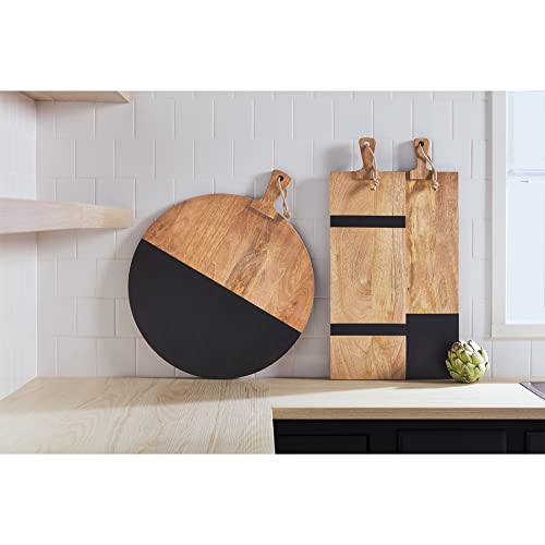 Mud Pie Long Black Wooden Serving Board, Block, 26" x 8"