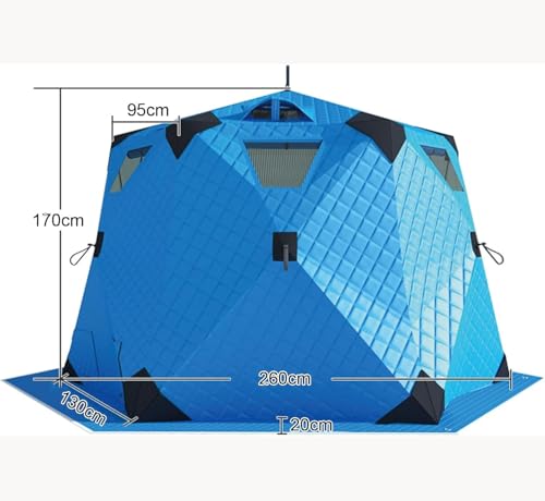 2.6M Portable Ice Fishing Tent - Pop Up 3-5 Person Insulated Shelter, 420D Hexagon Ice Shanty with Cushion for Winter Fish...