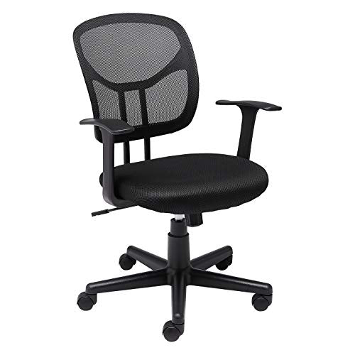 Amazon Basics Mesh Mid-Back Adjustable-Height 360-Degree Swivel Office Desk Chair with Armrests, Lumbar Support and Easy t...