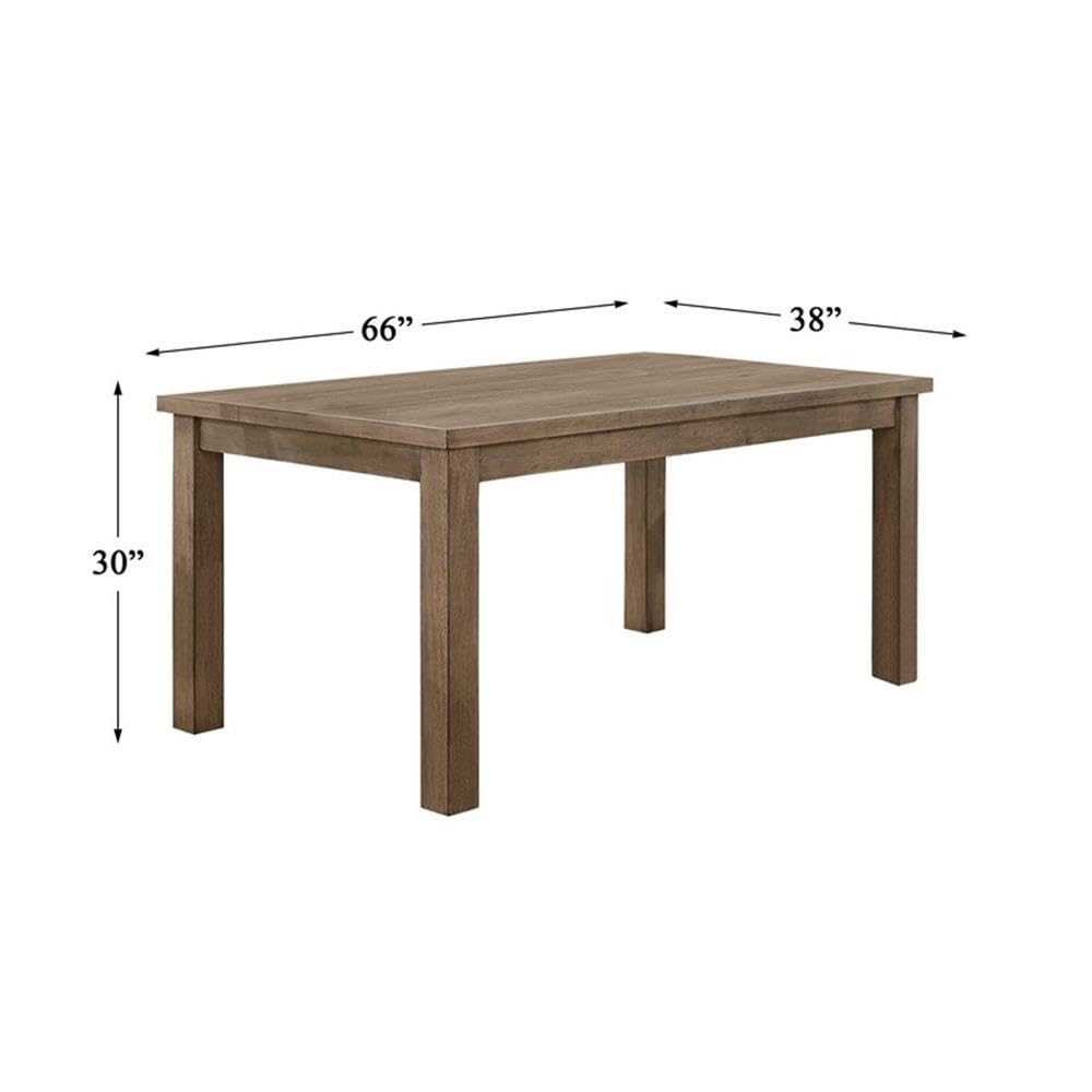 Lexicon Janina 66" Rectangular Dining Table, Solid Wood Frame with Pine Veneer Top, Dining Room Furniture, Natural Finish Rustic Farmhouse Kitchen Table for 4, 38" D x 66" W x 30" H - Natural