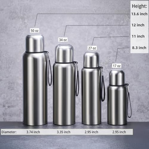 CDJ 17 oz Thermos with Tea Infuser Stainless Steel Vacuum Insulated Water Bottles with 2 Covers Flasks for Hot and Cold Dr...