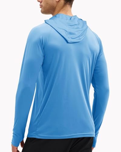 Men’s UPF 50+ Sun Protection Rash Guard Lightweight Quick Dry Long Sleeve Hoodie Shirt Hiking Fishing Swim