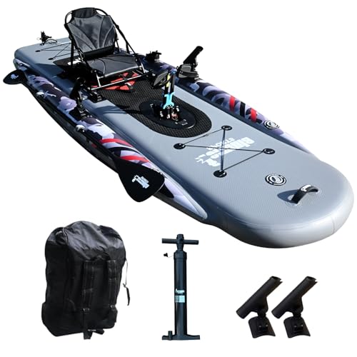 Inflatable Fishing Kayak for Adults - 1 Person, Pedal Drive, Folding, with Movable Seat, Hand Pump & Paddle & Oxford Bag, ...