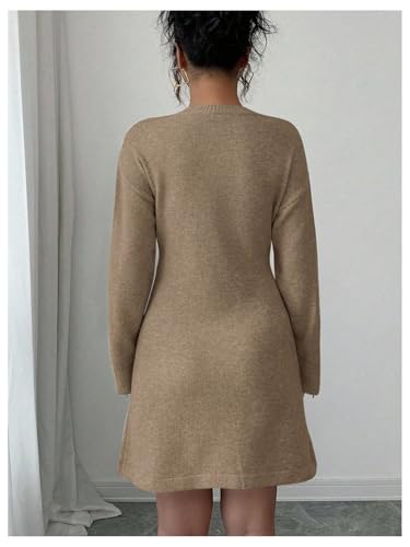 Verdusa Women's Floral Jacquard Sweater Dress Elegant Long Sleeve Short A Line Dresses Fall Clothes Festival Outfits