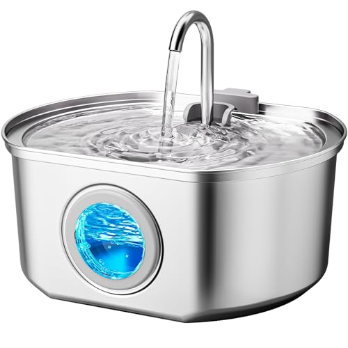 Cat Water Fountain Stainless Steel: 108oz/3.2L Cat Fountain for Drinking- Pet Water Fountain Inside - Automatic Dog Wateri...