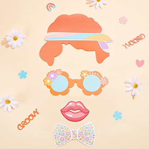 Cheereveal Groovy Party Decorations - 30 Pcs Groovy Photo Booth Props, Retro Boho Girl Party Supplies, Hippie Party Decora...