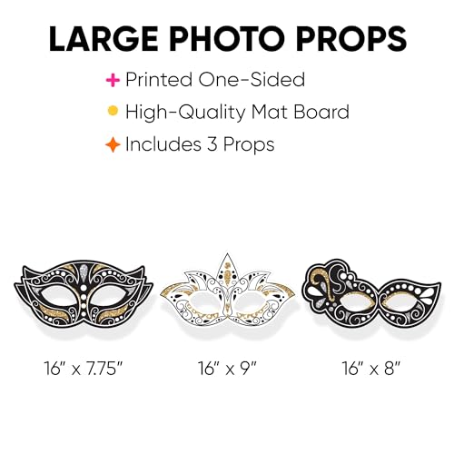 Big Dot of Happiness Masquerade - Mask Decorations - Venetian Mask Party Large Photo Props - 3 Pc