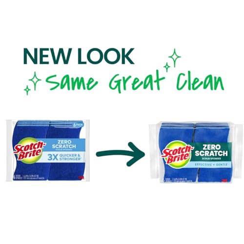 Scotch-Brite Zero Scratch Scrub Sponge, 6 Kitchen Sponges for Cleaning Around the Home, Bathroom & More, Scratch-free Dish...