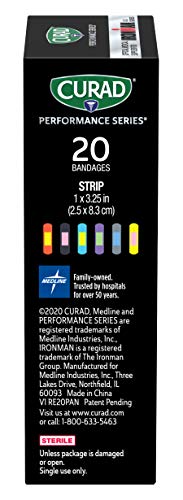 CURAD Performance Series Antibacterial Bandages, Extreme Hold Adhesive Technology, Standard Size Flexible Fabric Bandages ...