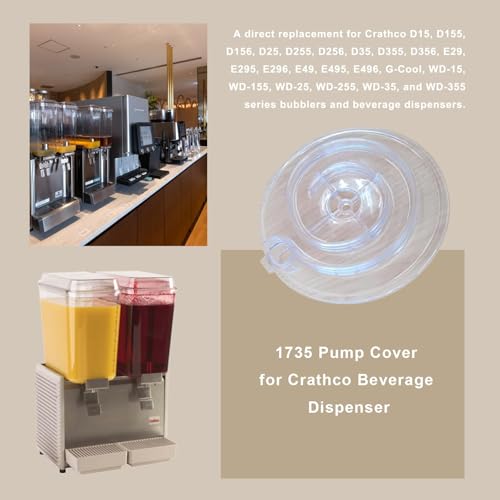 1735 Pump Cover for Crathco Beverage Dispenser, Clear Plastic, Compatible Replacement for Grindmaster Cecilware 1735
