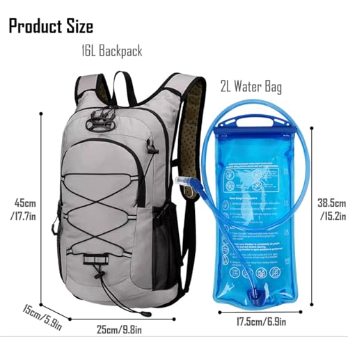 Outdoor Hydration Pack with 2L Water Bladder,Lightweight Running Backpack,Large Capacity Cycling Backpack,Daypack for Hiki...