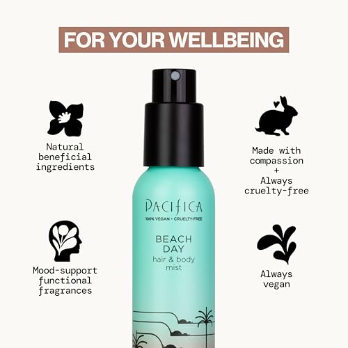 Pacifica Beach Day Hair Mist Perfume & Full Body Spray for Women - Body Mist Fragrance w/Bergamot, Orange Flower, Sandalwood, Amber, Musk & Suede Leather – Clean Beauty Alcohol-Free, Vegan 5 oz