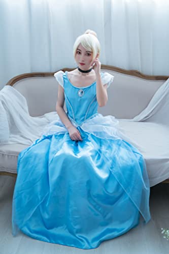 Disguise womens Cinderella Costume, Official Disney Princess Cinderella Deluxe Dress Adult Sized Costumes, Blue, Medium 8-10 US