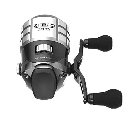 Zebco Delta Spincast Fishing Reel, Right or Left-Hand Retrieve, Dual Ceramic Pick-Up Pins, Pre-Spooled with Zebco Fishing Line, Braid Ready, Cool Gray