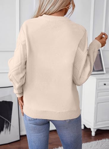 SHEWIN Womens Sweaters Crewneck Cable Knit Sweater Long Sleeve Fall Tops for Women 2025