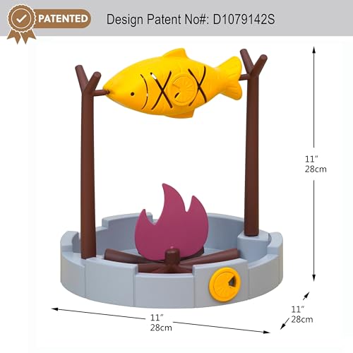 PetPals 11" High Cats Treat-Dispensing Slow Feeder,Pets Dry Food Dispenser,Cats Slow Feeding Snack Bowl, Grilled Fish Spin...