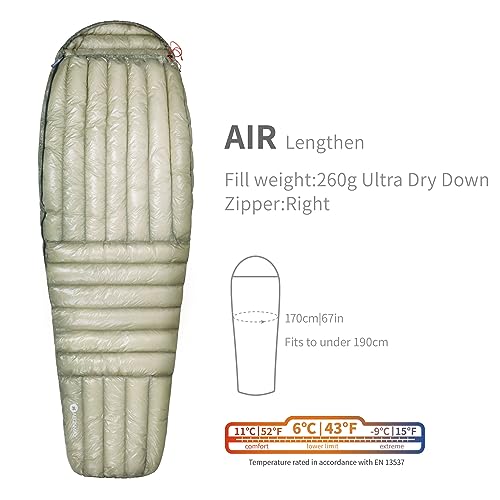 AEGISMAX AIR 10D 6 Degree Lightweight Down Sleeping Bag 800FP Outdoor Camping Hiking Sleeping Bag for Backpacking
