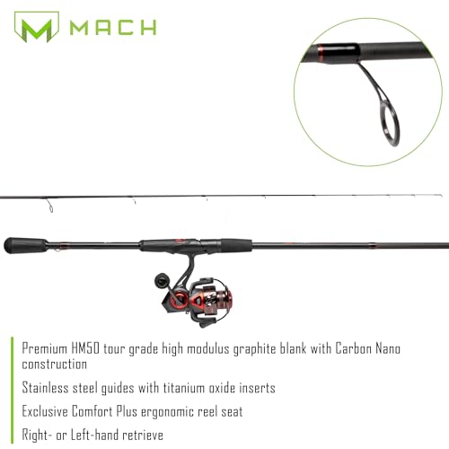 Lew's MACH Jacked Spinning Reel and Fishing Rod Combo, HM50 Graphite Rod, 6.2:1 Gear Ratio, Right/Left Retrieve, Charcoal/...