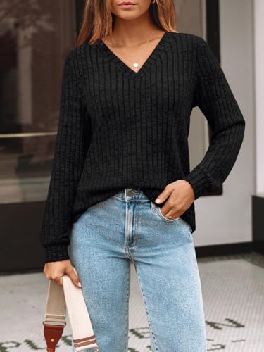 AUTOMET Womens V Neck Long Sleeve Shirt Fall Fashion Tops Tunic Dressy Casual Sweater Clothes Cute Trendy Work Outfits 2026