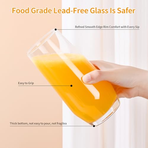 ZMOWIPDL Drinking Glasses Set of 8,Clear 13 oz & 18oz Crystal Glass Cups,Drinkware Glassware,Highball Water Tumbler,Short ...