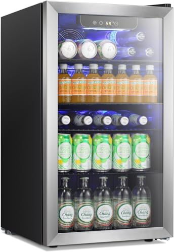 Antarctic Star Beverage Refrigerator Cooler -120 Can Glass Door Mini Fridge, for Soda Cola Beer or Wine Constant Glass Doo...