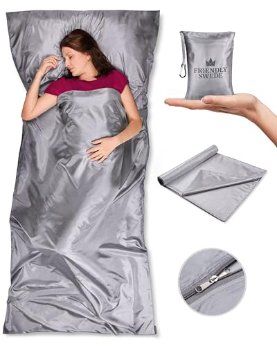 The Friendly Swede Sleeping Bag Liner — Ultralight Polyester or Cold Weather Microfiber Adult Sleep Sack; Thin Travel Shee...