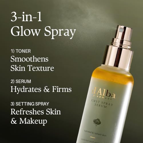 d'alba Piedmont Italian White Truffle First Spray Serum, Vegan Skin Care, Light-weight Face Moisturizer, Glow Serum for Ra...