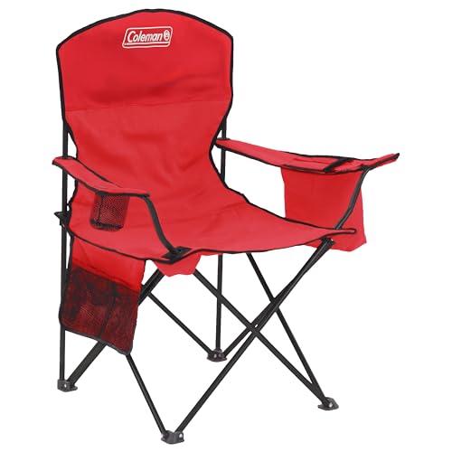 Coleman Portable Camping Chair with 4-Can Cooler, Cushioned Seat & Back with Side Pockets & Cup Holder, Carry Bag Include...