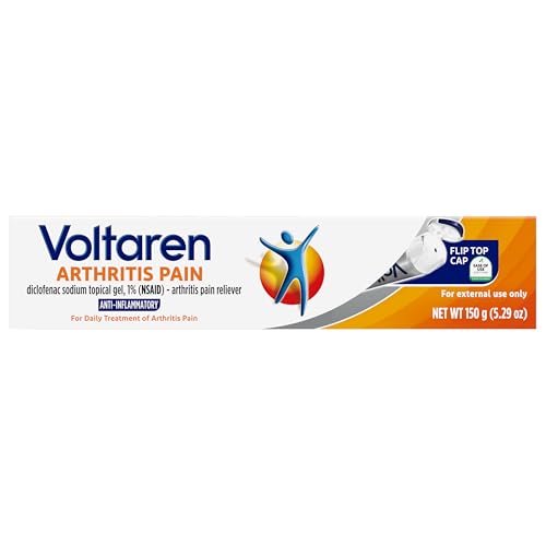 Voltaren Arthritis Pain Relief Gel, Diclofenac Sodium, 1% (NSAID), Clinically Proven Powerful Pain Reliever with Easy Open Flip Top Cap, No Prescription Needed, 5.3oz
