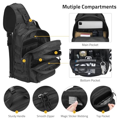 CVLIFE Tactical Sling Bag Backpack for Men Military Shoulder Sling Bag Molle Army Assault Detachable Tactical Bag with Bot...