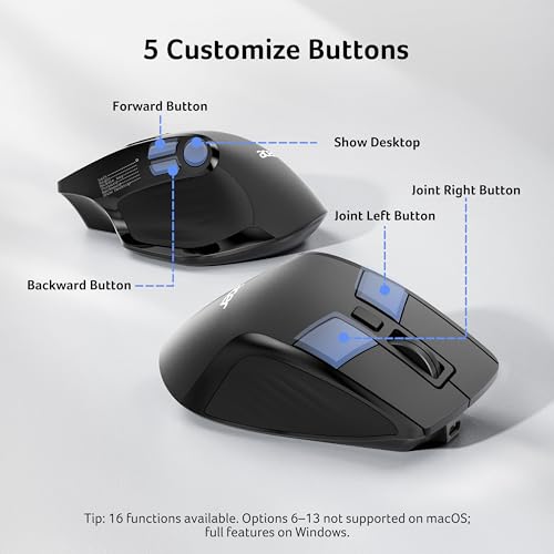 acer Wireless Mouse for Laptop, Bluetooth Computer Mouse for 4 Devices(2.4Ghz+BT 5.2+Wired), OLED Screen Ergonomic Recharg...