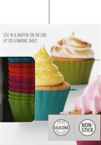 OXO Good Grips Silicone Baking Cups, Pack of 12, Reusable, BPA-Free, Dishwasher Safe, Non-Stick, Food Grade, Cupcake Cups, Muffin Cups, Cupcake Liners, Muffin Liners