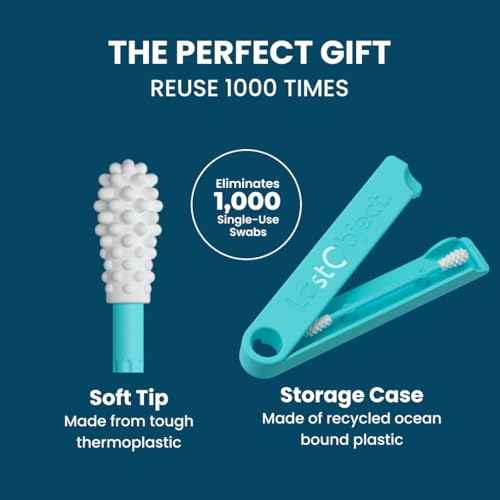 LastSwab¢ç Reusable Cotton Swabs for Ear Cleaning - The Sustainable and Sanitary Alternative to Single-Use Q Tips - Zero Waste and Easy to Clean - Comes with a Convenient Travel Case Holder - Turquoise