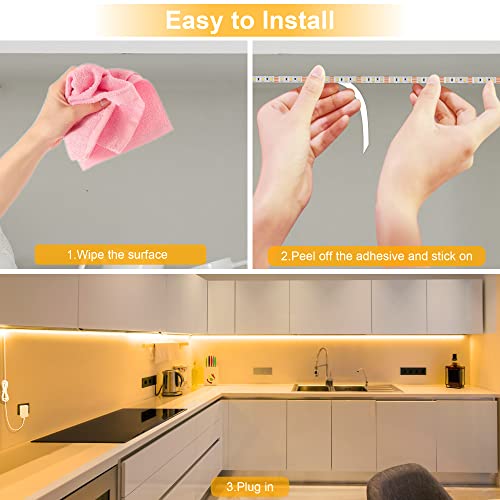 LAFULIT Under Cabinet Lighting Kit - 8 PCS 20 Inch Pre-Cut Strips, 2700K Warm White Flexible LED Strip Lights with Remote ...