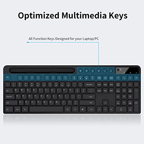 Wireless Keyboard and Mouse Combo, MARVO 2.4G Ergonomic Wireless Computer Keyboard with Phone Tablet Holder, Silent Mouse ...