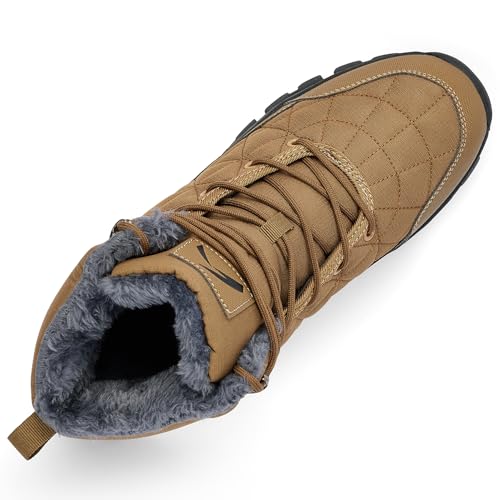 UPSOLO Men's Snow Winter Boots Lightweight Waterproof Fur Lined Anti-slip Cold Weather Shoes