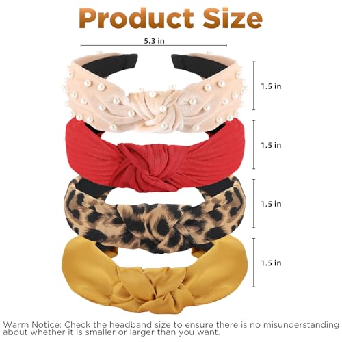 Funtopia Fashion Headbands for Women Girls, 10 Pcs Knotted Pearl Wide Top Knot Turban Hair Bands/ Hoops Vintage Velvet Leo...