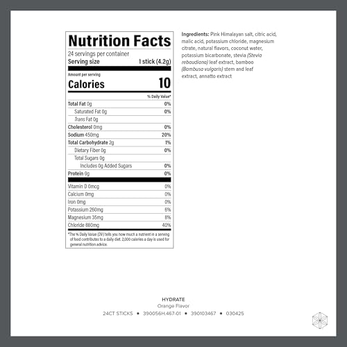 Isagenix Hydrate - Superior Hydration with 1625+ mg of Essential Electrolytes - No Added Sugar - Orange Flavor - 0.1 oz St...