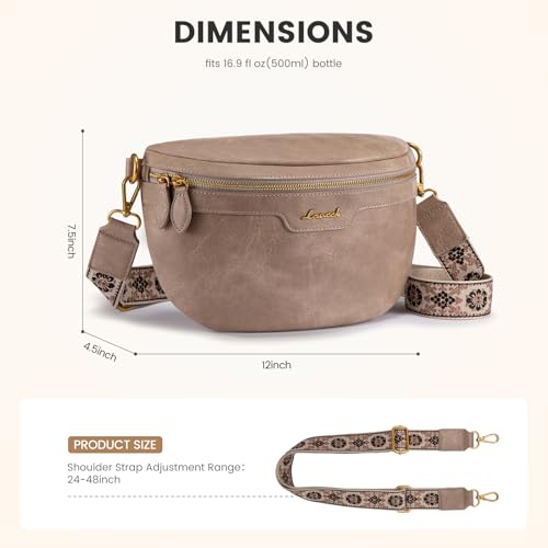 LOVEVOOK Fanny Packs for Women Cross Body, Vegan Leather Belt Bag for Women, Waterproof Sling Purse Fashion Waist Pack Des...