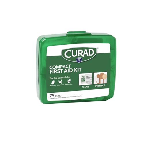 CURAD Compact First Aid Kit, 75 Pieces, Travel Size Emergency Medical Kit, Includes Bandages, Antiseptic Wipes, Gauze and ...