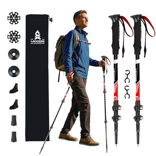 Lightweight Collapsible Trekking Poles for Hiking – 2 Pack Adjustable Hiking Poles, Aluminum Walking Sticks for Skiing, No...