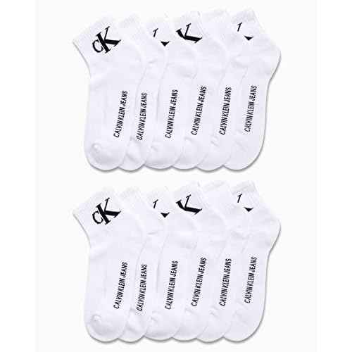 Calvin Klein Mens Quarter Socks - 12 Pack Breathable Soft Cushioned Quarter Cut Athletic Ankle Socks for Men, Size 7-12, White